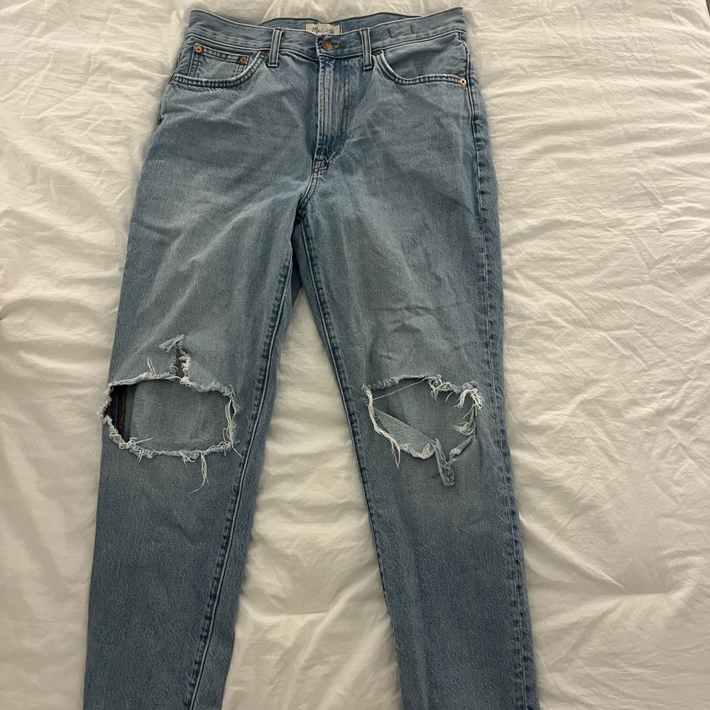 Women’s Madewell Light Blue Distressed Straight Leg Jeans